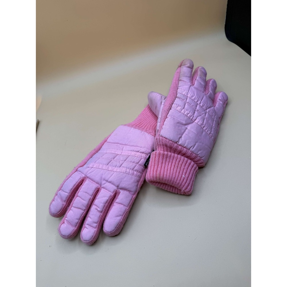 Vintage Pink Quilted Thinsulate Gloves Soft Winter Warm Size Small